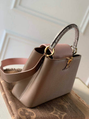 LV M57540 Louis Vuitton Capucines MM Bags M57903 Grey and Pink - Default Title - View 3