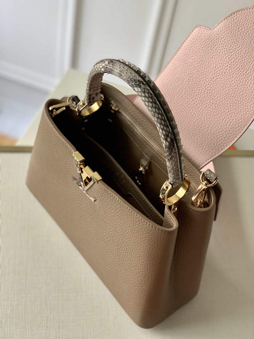 LV M57540 Louis Vuitton Capucines MM Bags M57903 Grey and Pink - Default Title - View 9