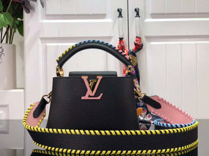 LV M57671 Louis Vuitton Capucines MM Handbag Black - Default Title - View 1