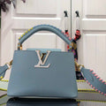 LV M57671 Louis Vuitton Capucines MM Handbag Light Blue - Default Title - View 1