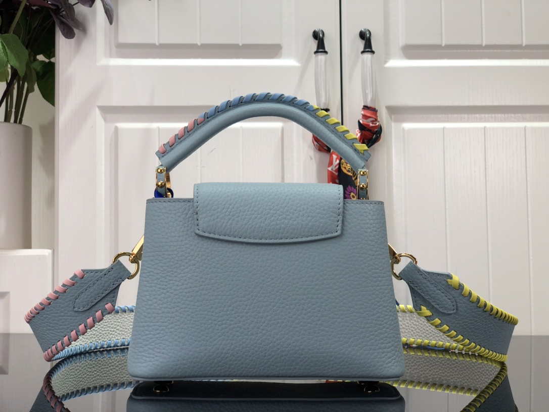 LV M57671 Louis Vuitton Capucines MM Handbag Light Blue - Default Title - View 3