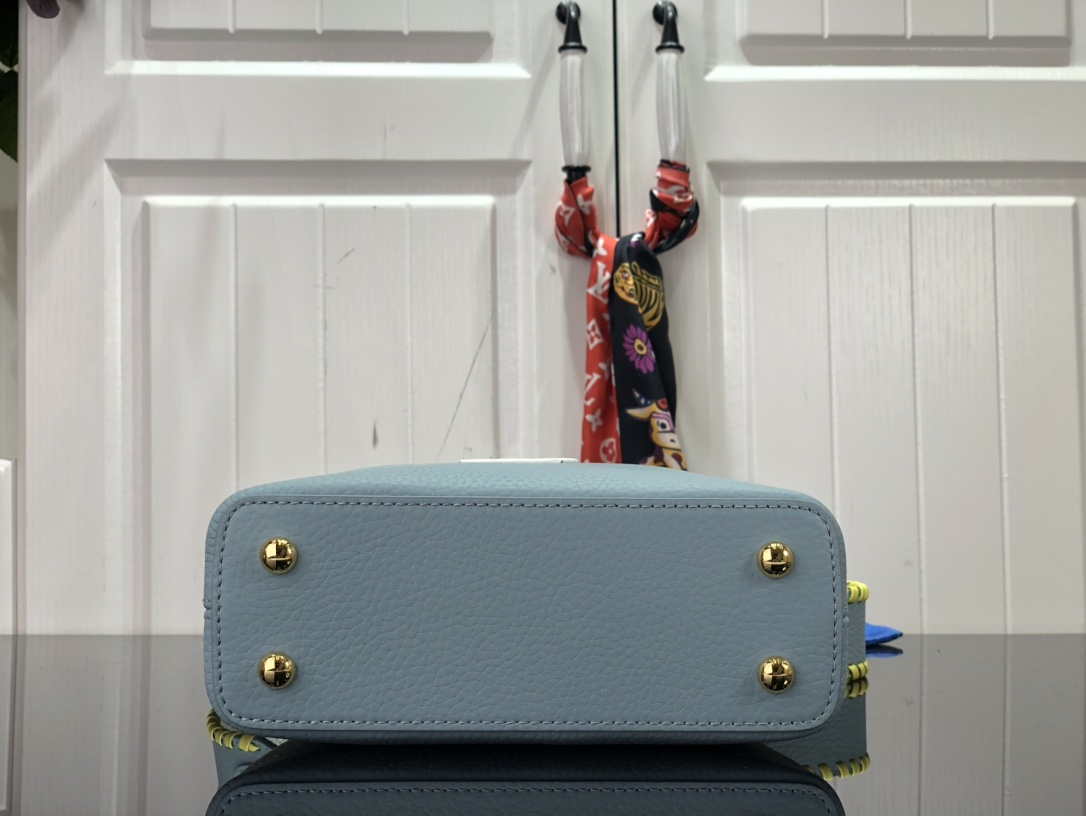 LV M57671 Louis Vuitton Capucines MM Handbag Light Blue - Default Title - View 6