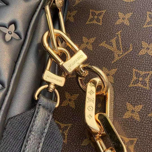 LV M57783 Louis Vuitton Coussin MM Embossed puffy Lambskin Bag Black - luxibagsmall