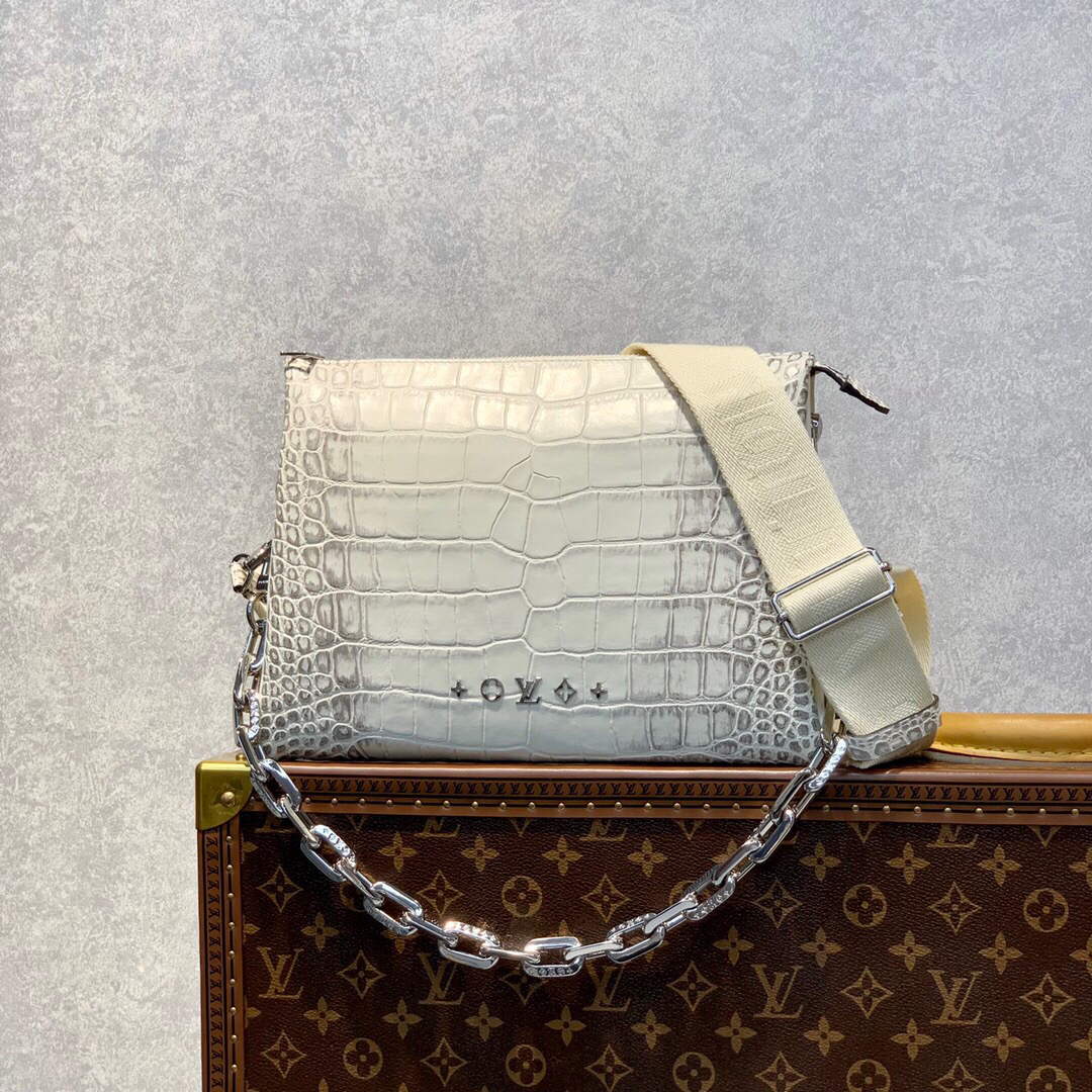 LV M57791 Louis Vuitton Coussin PM Crocodile pattern Bag White - Default Title - View 1