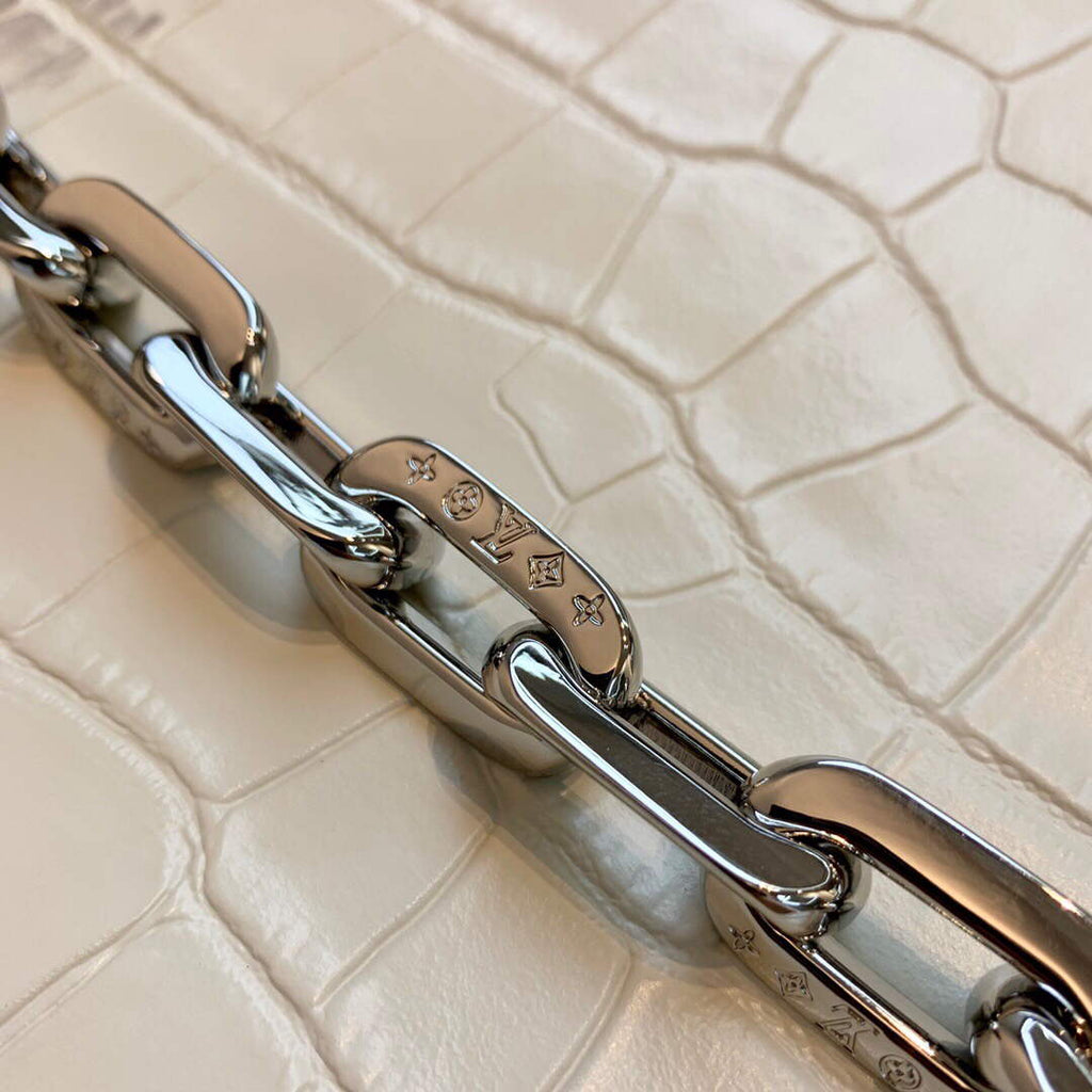 LV M57791 Louis Vuitton Coussin PM Crocodile pattern Bag White