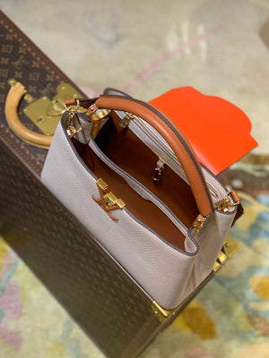 LV M57904 Louis Vuitton Capucines MM Handbag M57903 Apricot and Orange - Default Title - View 7