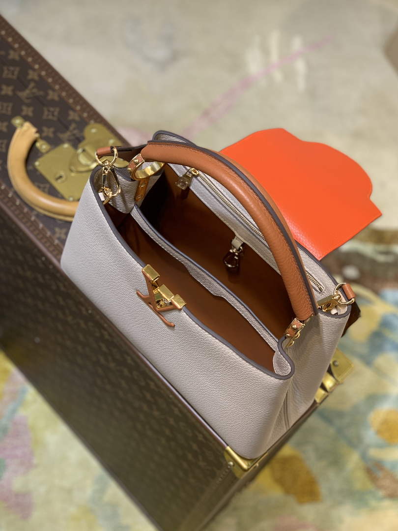 LV M57904 Louis Vuitton Capucines BB Handbag Apricot and Orange - Default Title - View 7