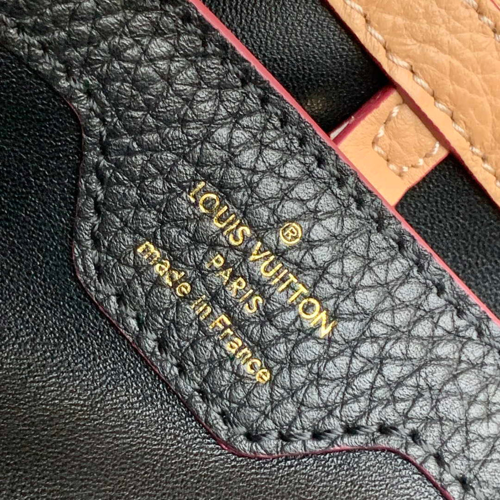 LV M58607 Louis Vuitton Capucines BB Handbag Black Apricot
