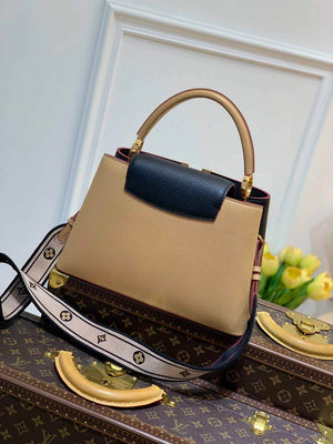 LV M58608 Louis Vuitton Capucines MM Handbag Black Apricot - Default Title - View 2