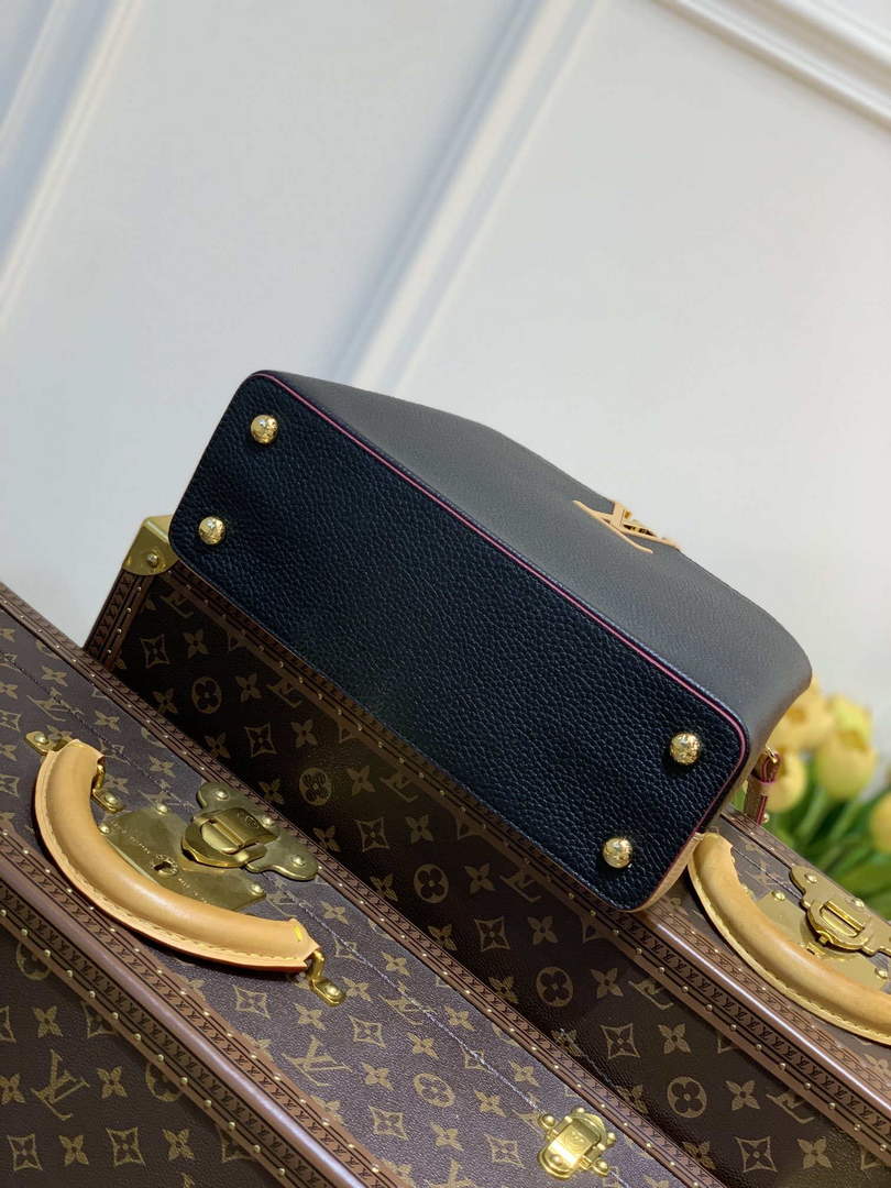 LV M58608 Louis Vuitton Capucines MM Handbag Black Apricot - Default Title - View 4