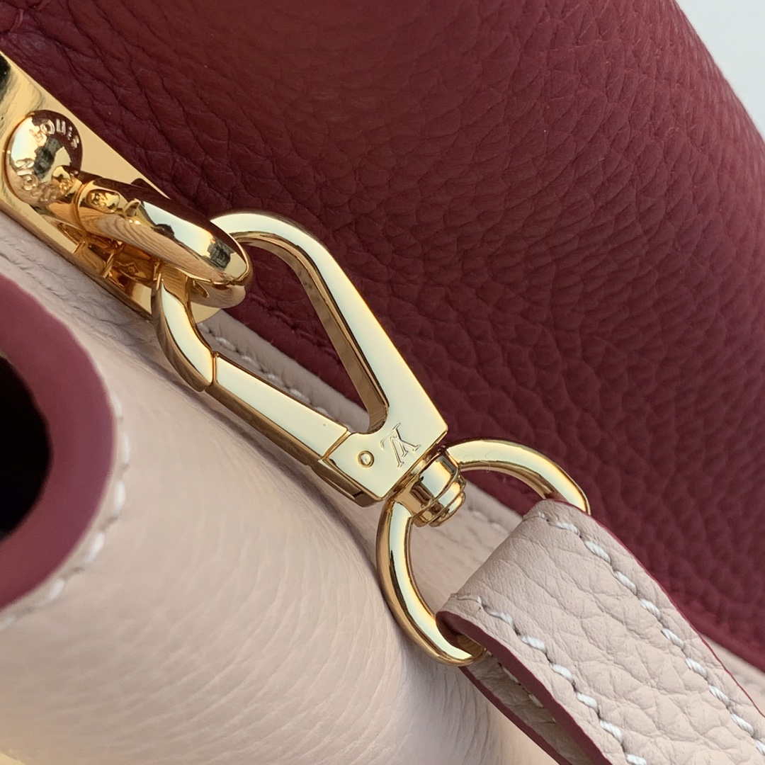 LV M58610 Louis Vuitton Capucines MM Handbag Beige and Wine red - Default Title - View 5
