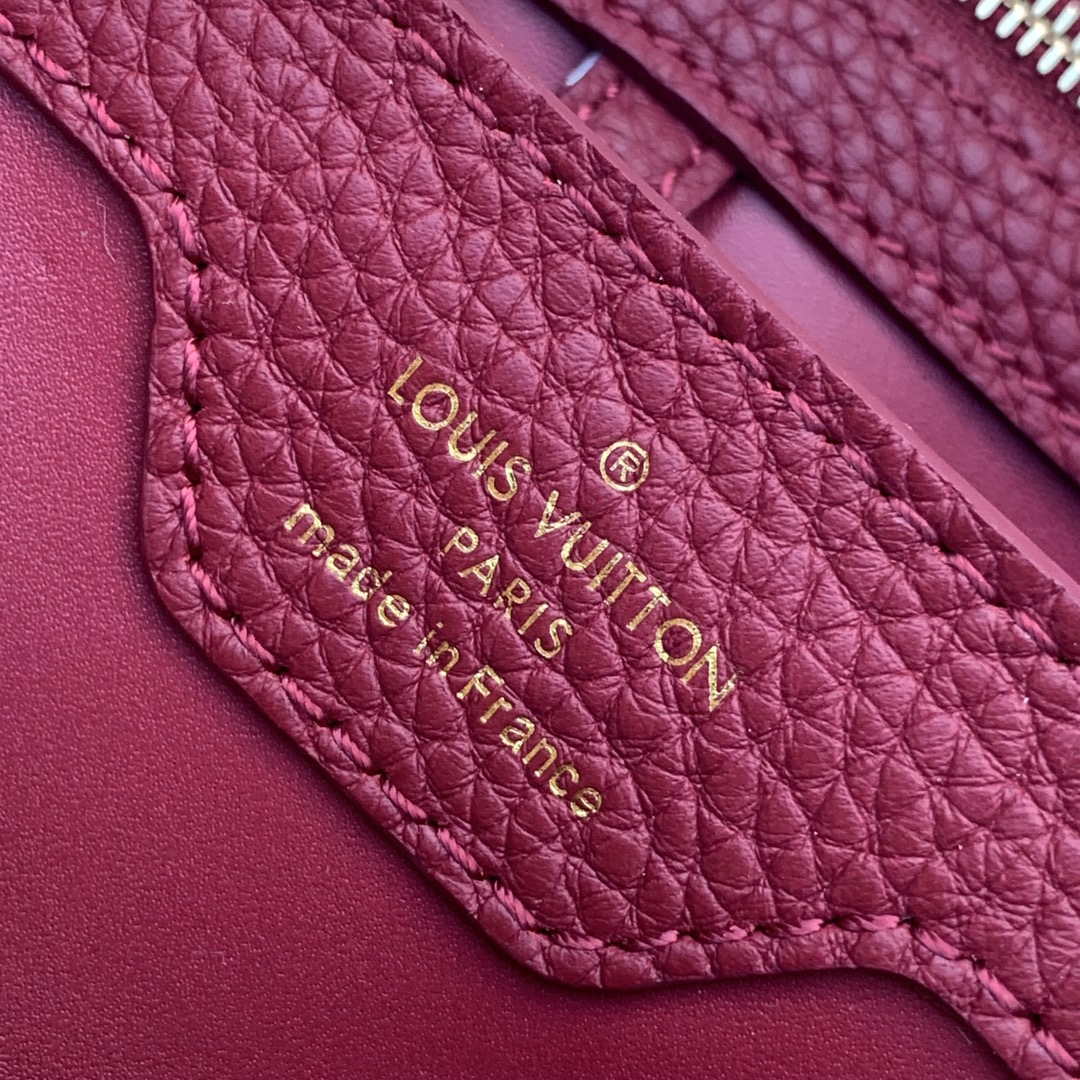 LV M58610 Louis Vuitton Capucines MM Handbag Beige and Wine red - Default Title - View 7