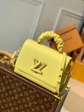LV M58688 Louis Vuitton Twist MM Leathers Handbag Ginger Yellow - luxibagsmall