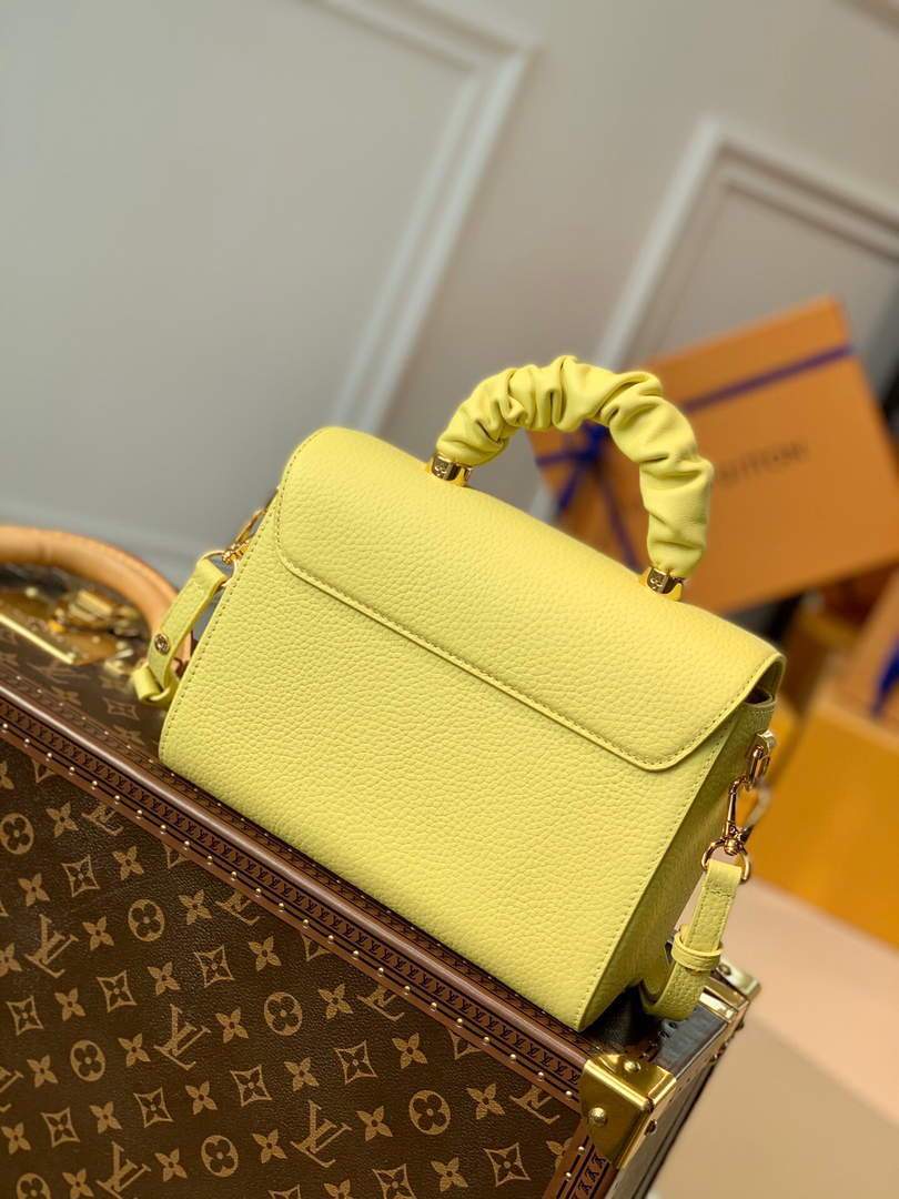 LV M58688 Louis Vuitton Twist MM Leathers Handbag Ginger Yellow - luxibagsmall