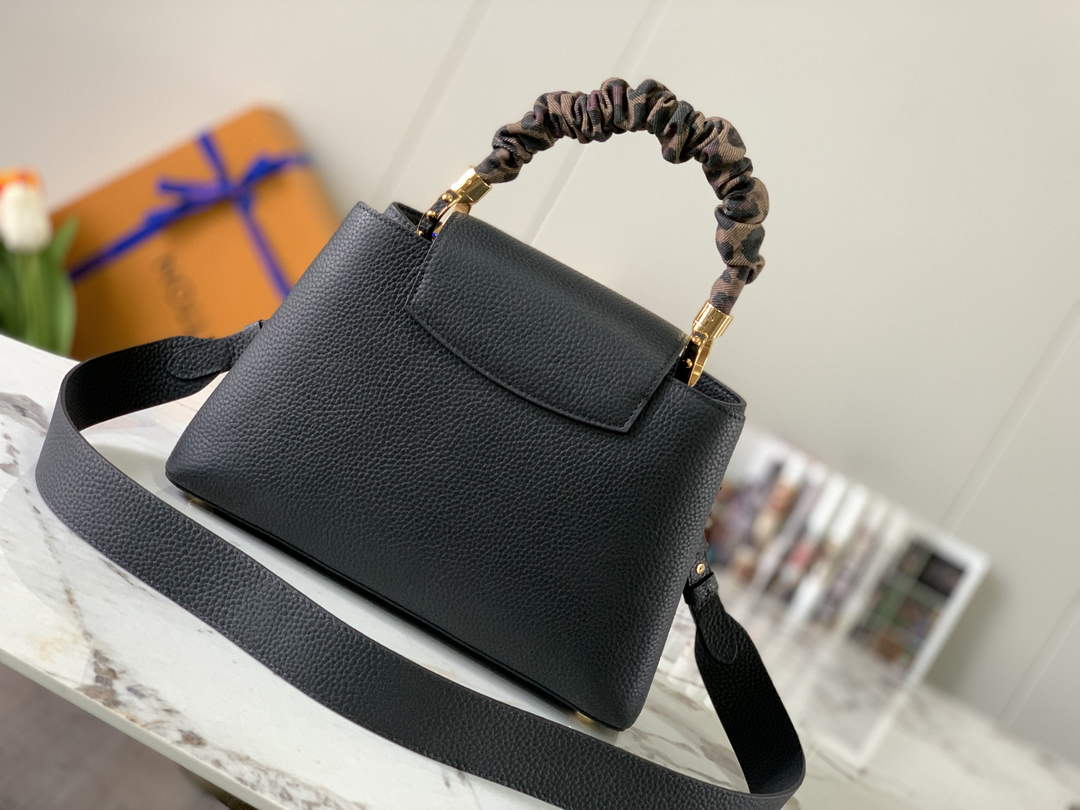 LV M58732 Louis Vuitton Capucines MM Handbag Black - Default Title - View 3