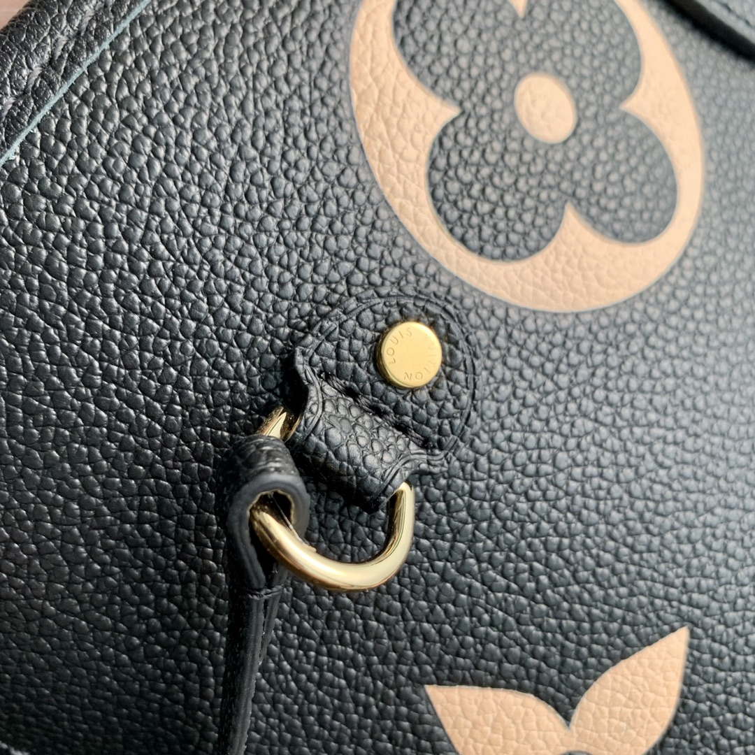 LV M58907 Louis Vuitton Neverfull MM Bag M45685 Monogram Empreinte Leather Black with Beige Logo - Default Title - View 4