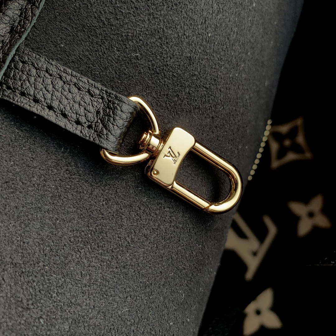 LV M58907 Louis Vuitton Neverfull MM Bag M45685 Monogram Empreinte Leather Black with Beige Logo - Default Title - View 6