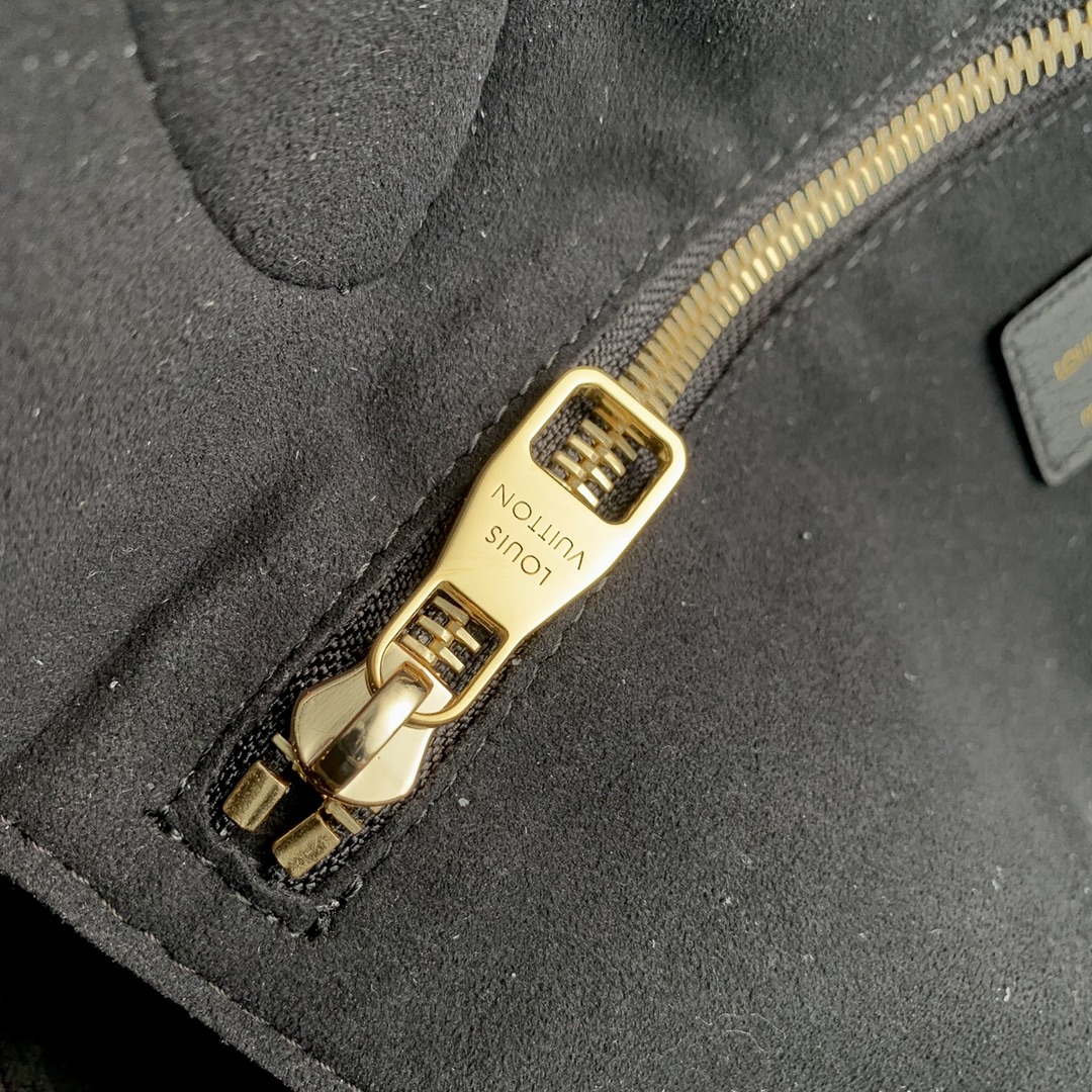 LV M58907 Louis Vuitton Neverfull MM Bag M45685 Monogram Empreinte Leather Black with Beige Logo - Default Title - View 8