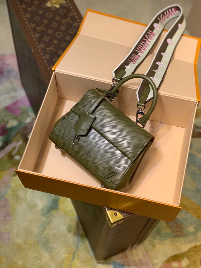 LV M58928 Louis Vuitton Cluny Mini Handbag Brown Green - Default Title - View 1