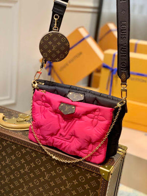 LV M58980 Louis Vuitton Maxi Multi Pochette Accessoires Bag M58977 Black and Fuchsia - Default Title - View 1