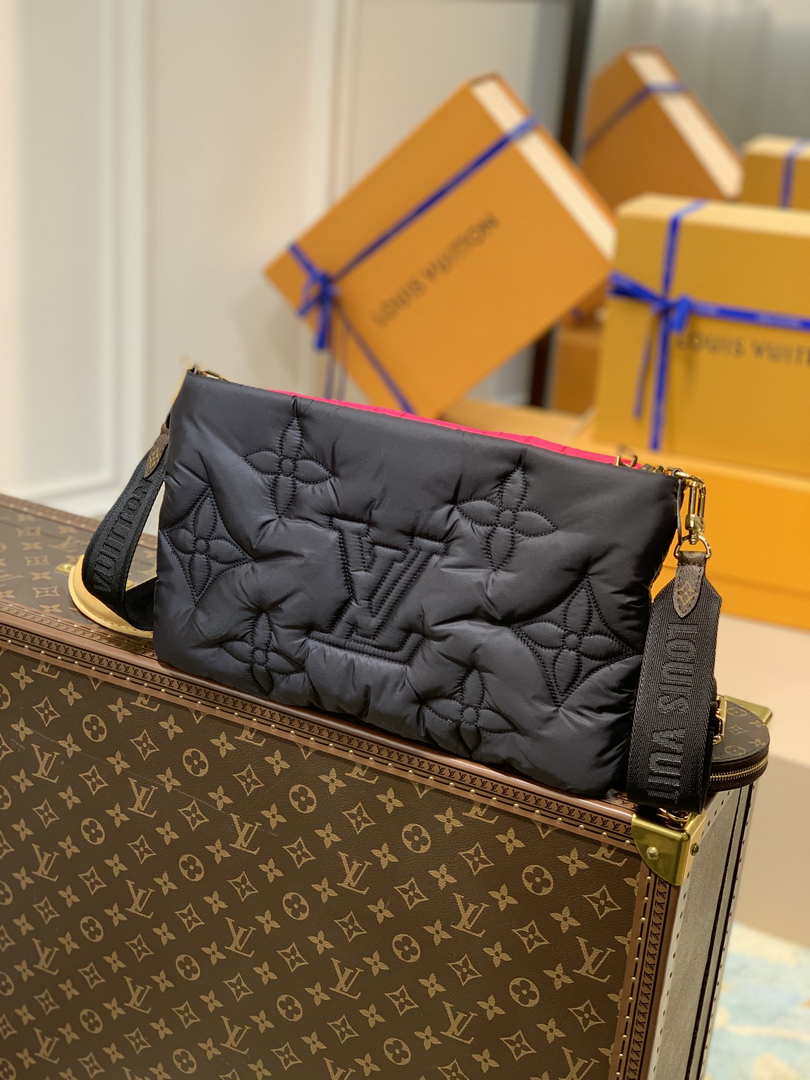 LV M58980 Louis Vuitton Maxi Multi Pochette Accessoires Bag M58977 Black and Fuchsia - Default Title - View 2