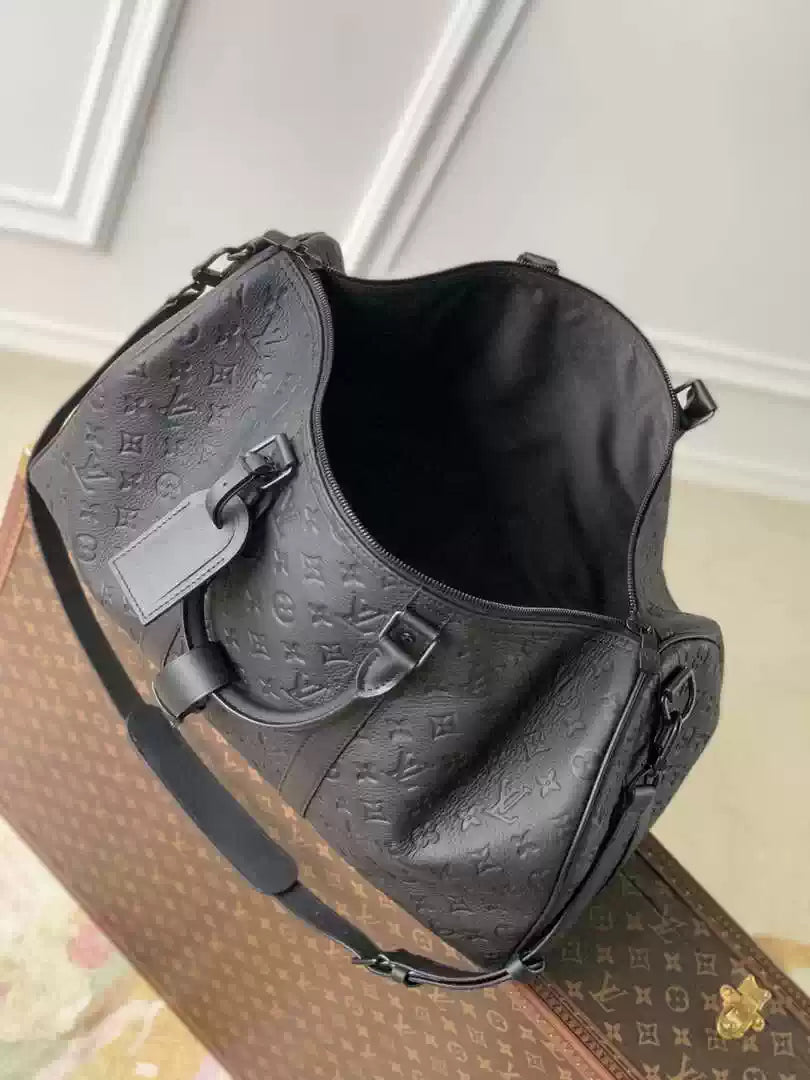 LV M59025 Louis Vuitton Keepall Bandouliere 50 Travel Bag Monogram taurillon leather Black - Default Title - View 9