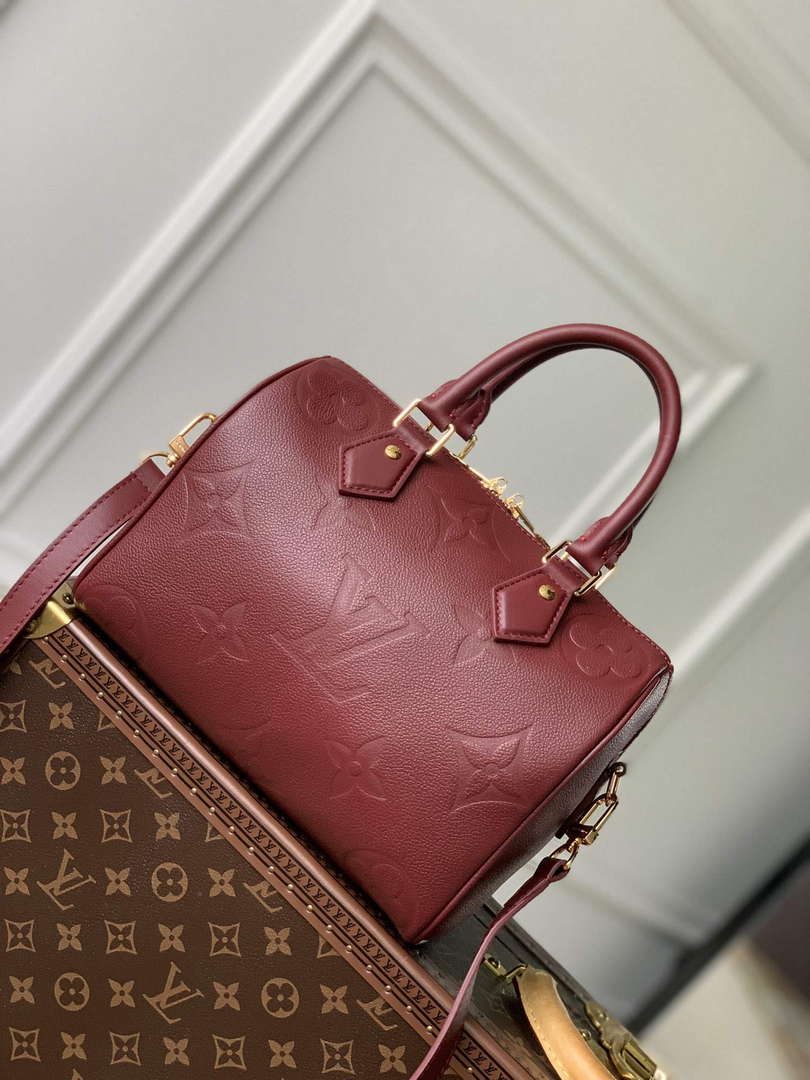 LV M59273 Louis Vuitton Speedy Bandouliere 25 Handbag Wine Red
