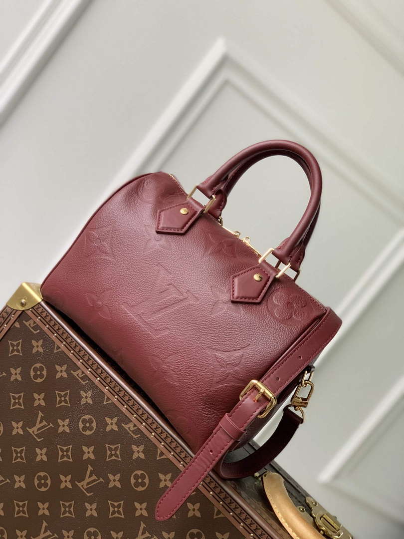 LV M59273 Louis Vuitton Speedy Bandouliere 25 Handbag Wine Red
