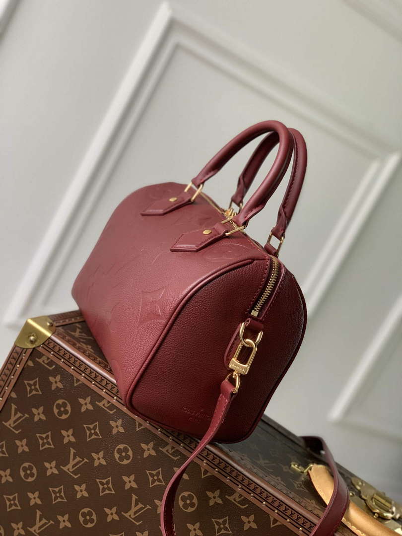 LV M59273 Louis Vuitton Speedy Bandouliere 25 Handbag Wine Red