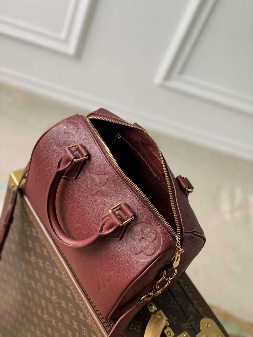 LV M59273 Louis Vuitton Speedy Bandouliere 25 Handbag Wine Red