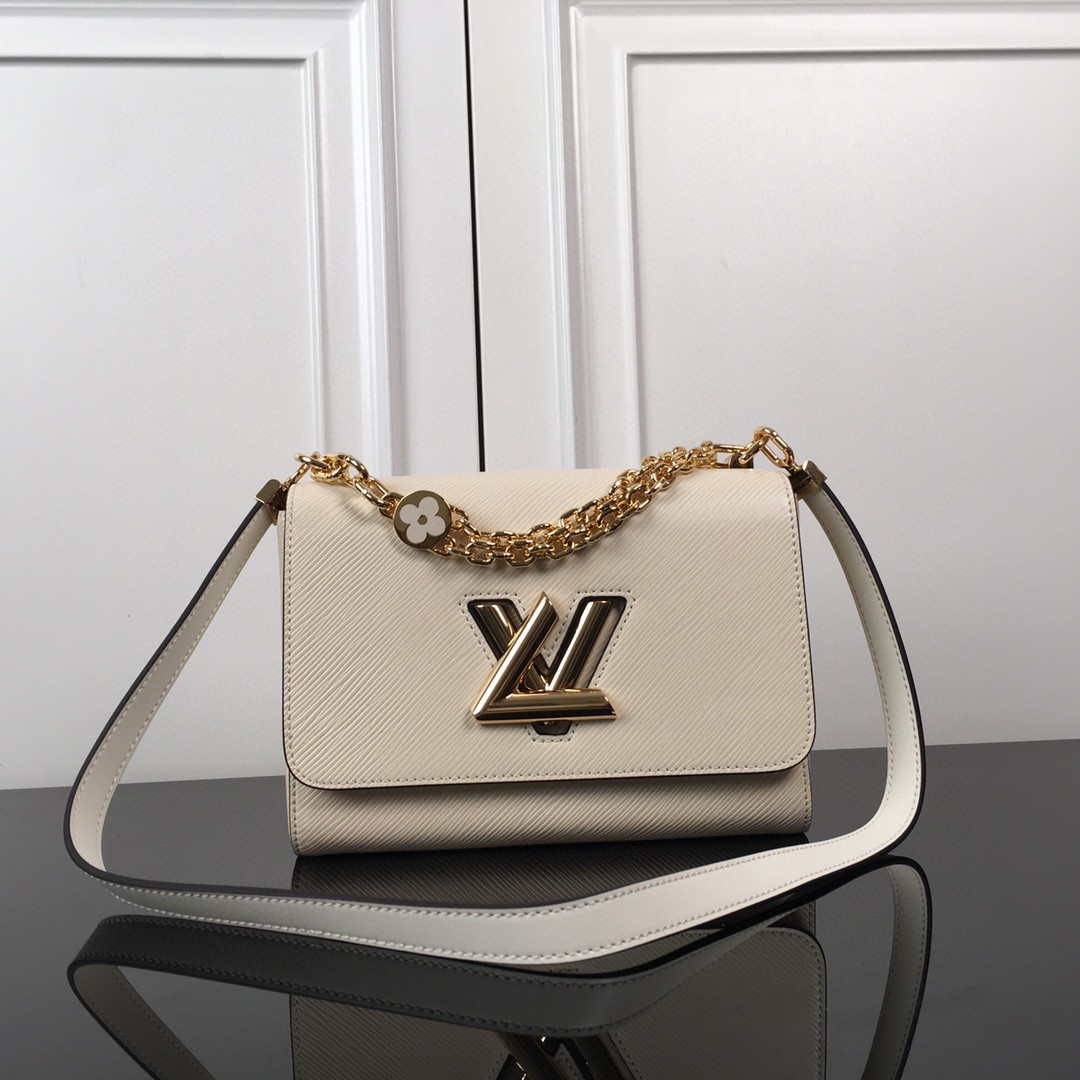 LV M59403 Louis Vuitton Twist MM Epi White Grained Leather - Default Title - View 1