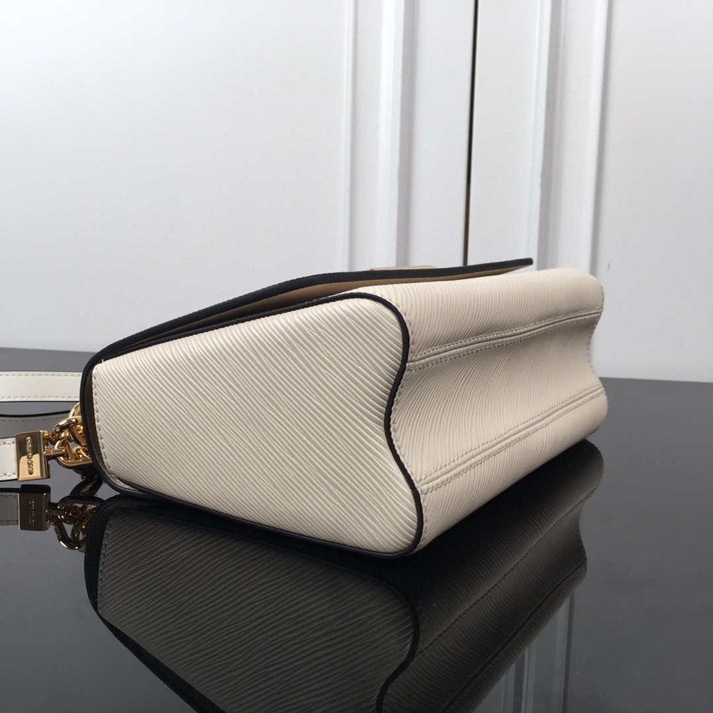 LV M59403 Louis Vuitton Twist MM Epi White Grained Leather