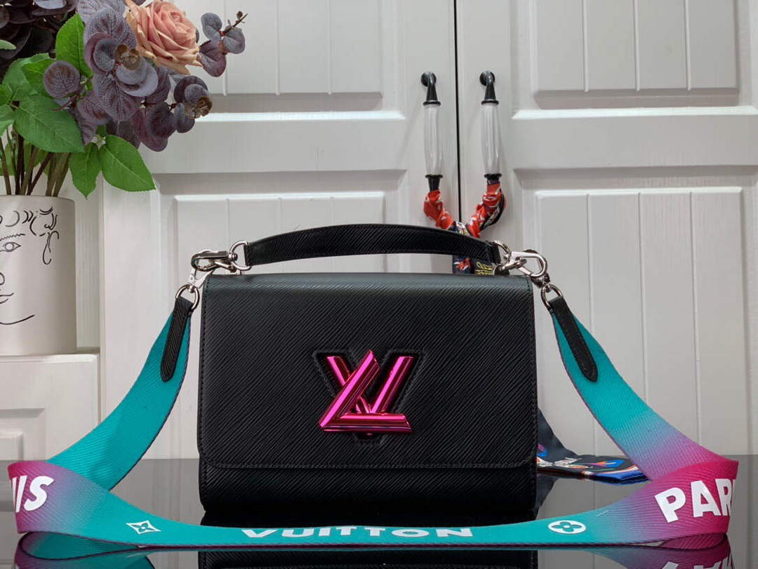 LV M59416 Louis Vuitton Twist MM Epi leather Handbag Black - Default Title - View 1