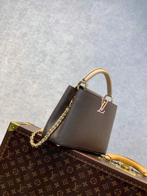 LV M59512 Louis Vuitton Capucines BB Bag Smokey Brown Green/Cr¨¨me/Pink - Default Title - View 3