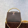 LV M59516 Louis Vuitton Capucines MM Handbag Smokey Brown Green/Cr¨¨me/Pink - Default Title - View 1