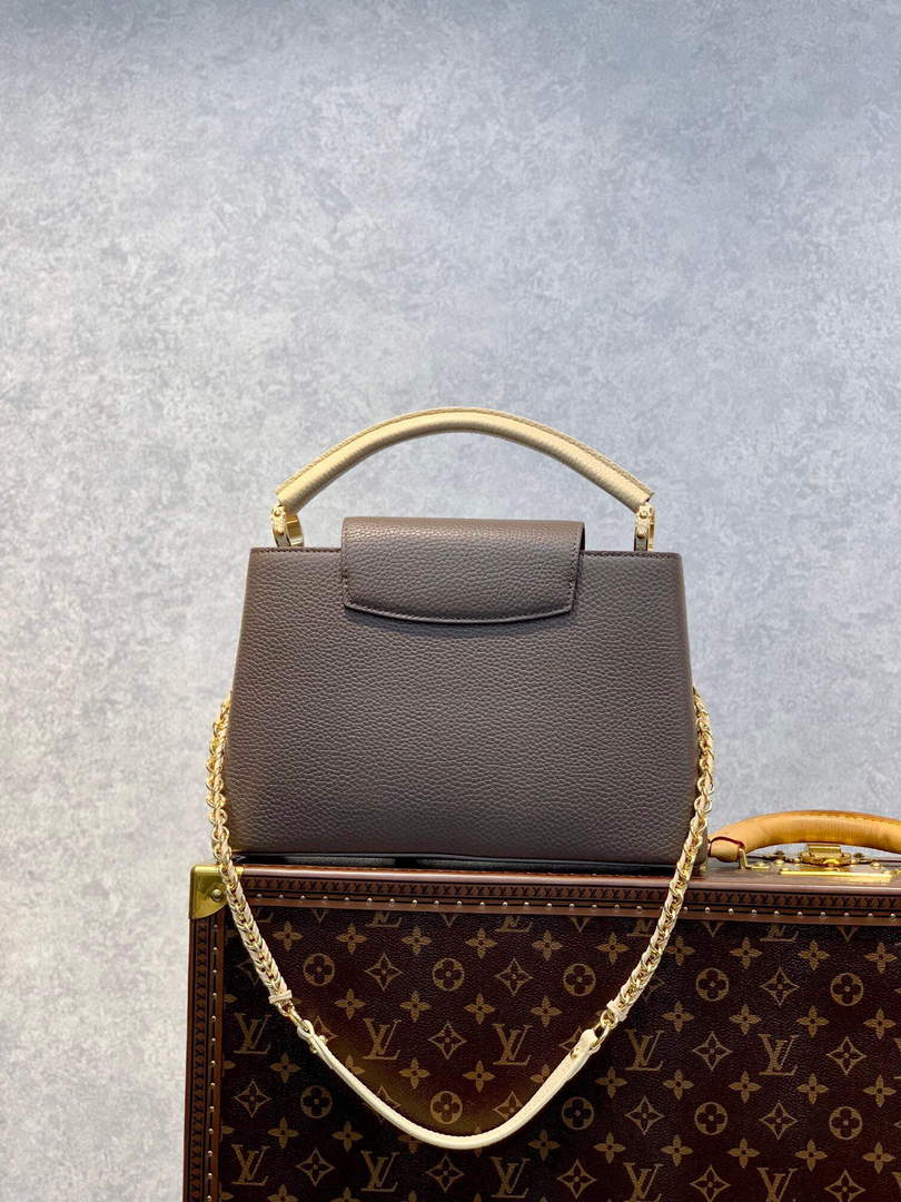 LV M59516 Louis Vuitton Capucines MM Handbag Smokey Brown Green/Cr¨¨me/Pink - Default Title - View 2