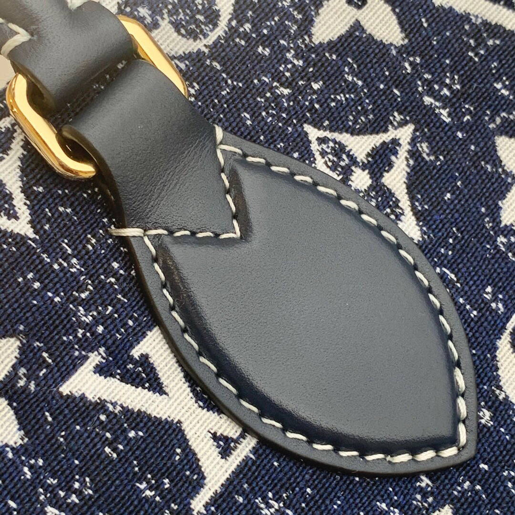 LV M59608 Louis Vuitton Onthego MM Denim Leather Bag