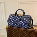 LV M59609 Louis Vuitton Speedy Bandouliere 25 Denim Leather Bag - Default Title - View 1