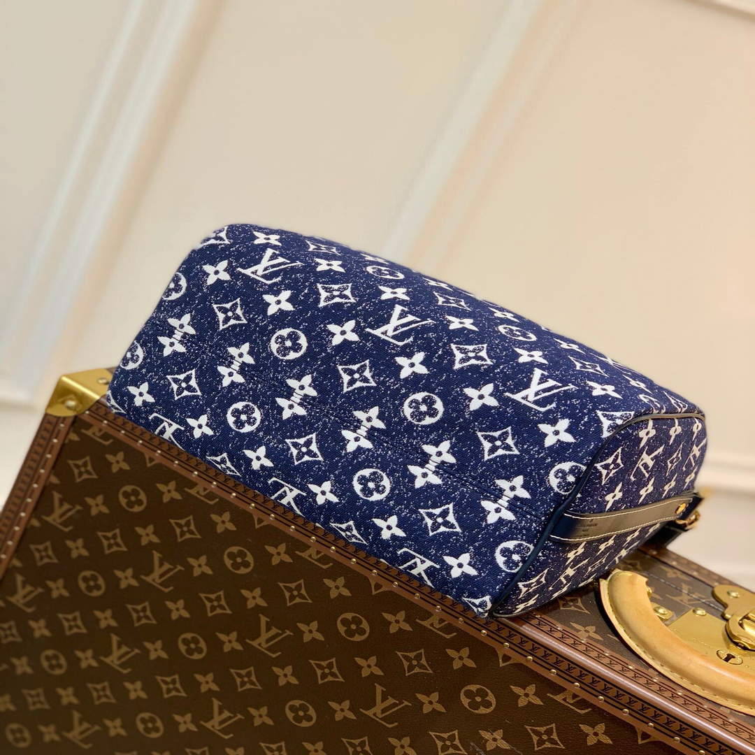 LV M59609 Louis Vuitton Speedy Bandouliere 25 Denim Leather Bag - Default Title - View 3