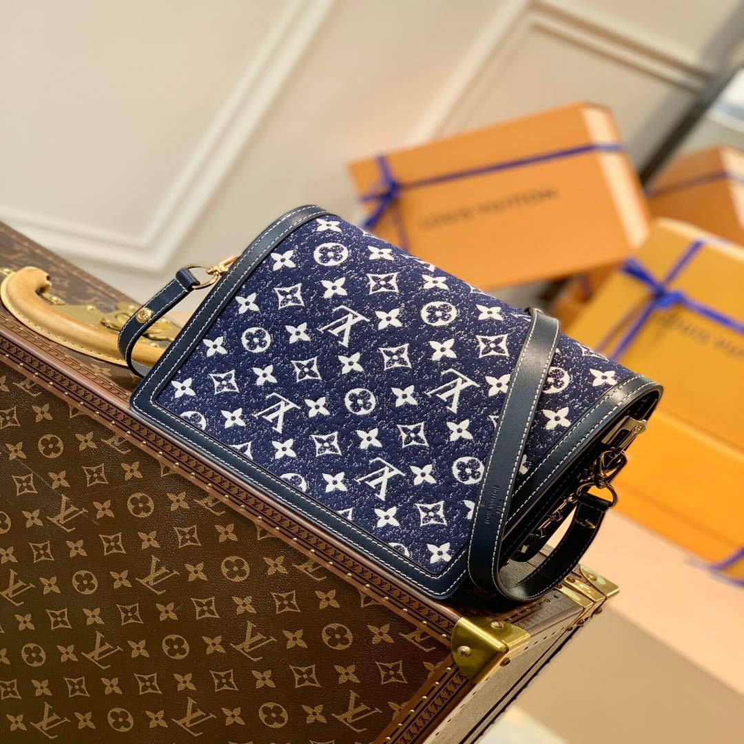 LV M59631 Louis Vuitton Dauphine MM Denim Leather Bag - Default Title - View 2