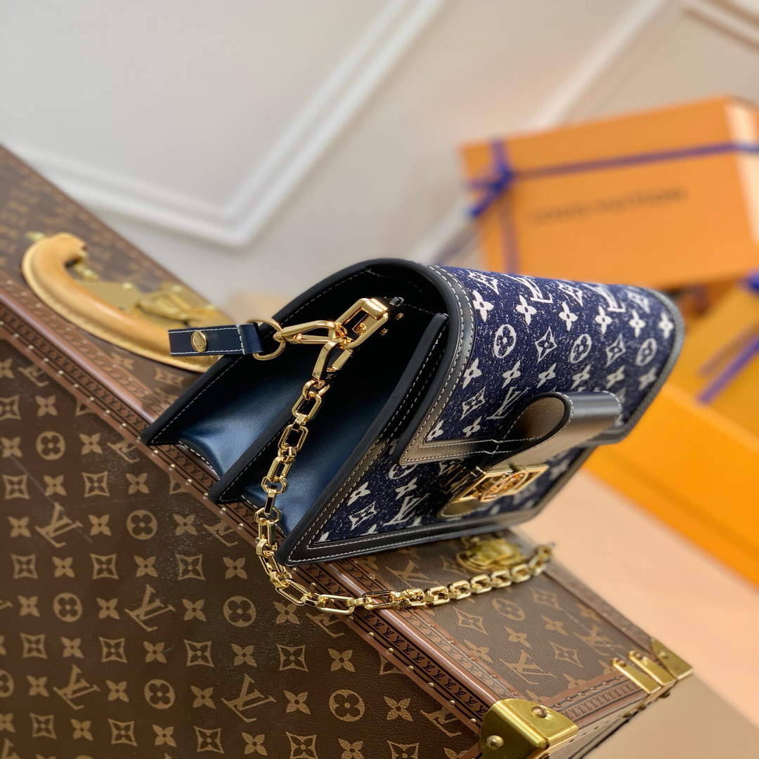 LV M59631 Louis Vuitton Dauphine MM Denim Leather Bag - Default Title - View 3