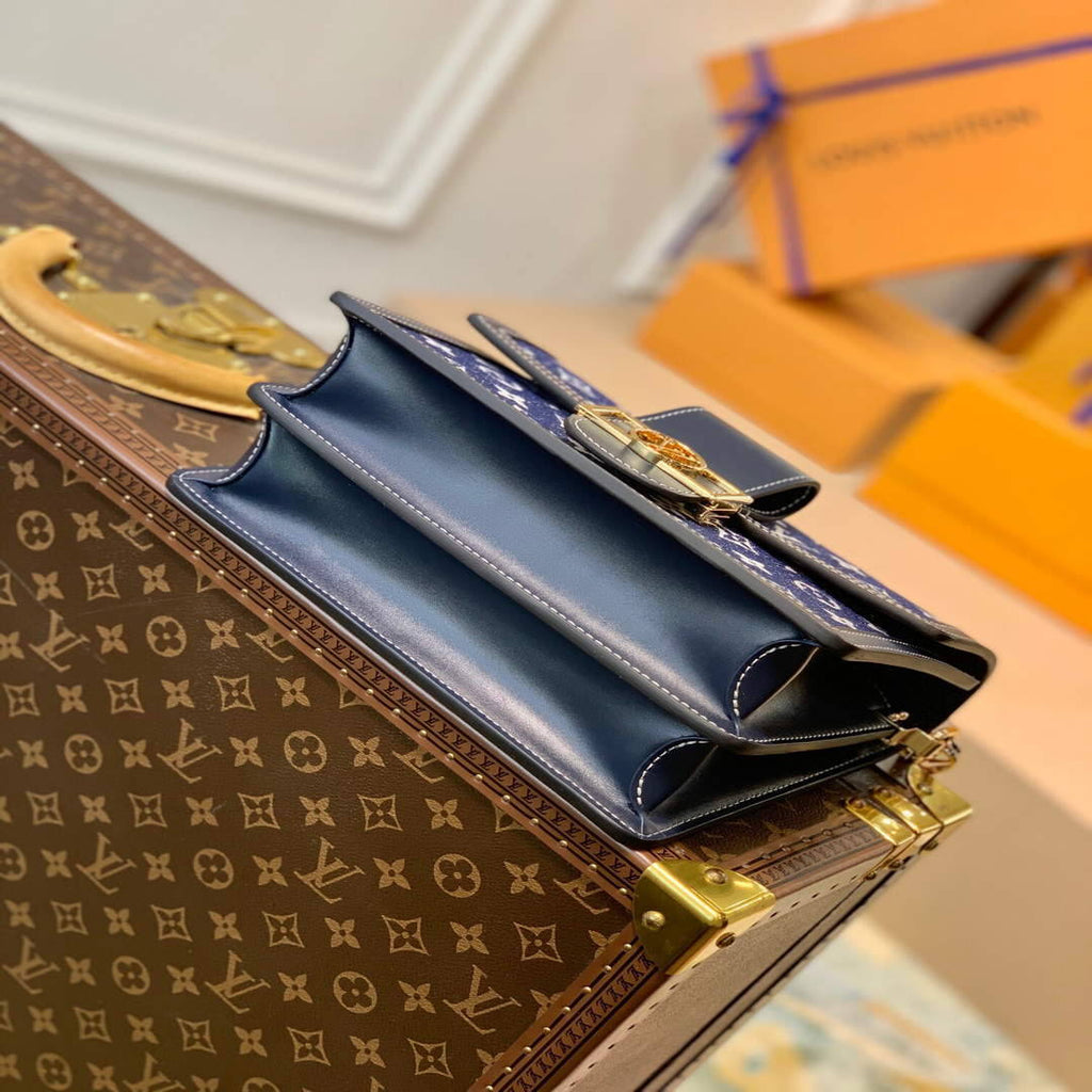 LV M59631 Louis Vuitton Dauphine MM Denim Leather Bag