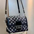 LV M59631 Louis Vuitton Dauphine MM Denim Leather Bag Black - Default Title - View 1