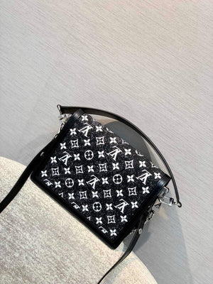 LV M59631 Louis Vuitton Dauphine MM Denim Leather Bag Black - Default Title - View 3