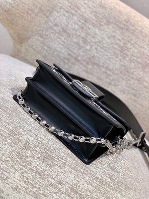 LV M59631 Louis Vuitton Dauphine MM Denim Leather Bag Black - Default Title - View 4