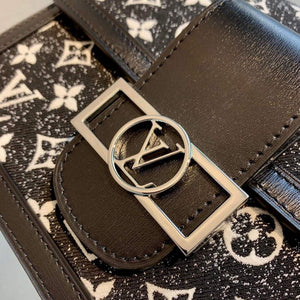 LV M59631 Louis Vuitton Dauphine MM Denim Leather Bag Black - Default Title - View 5