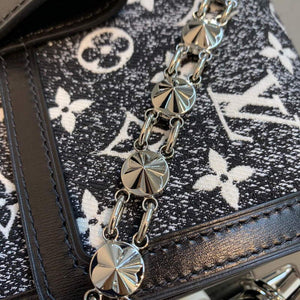 LV M59631 Louis Vuitton Dauphine MM Denim Leather Bag Black - Default Title - View 6