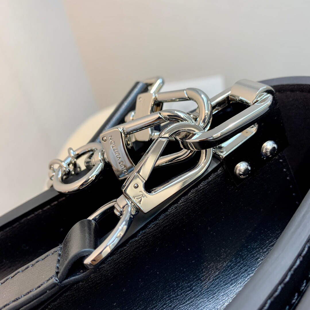 LV M59631 Louis Vuitton Dauphine MM Denim Leather Bag Black - Default Title - View 7