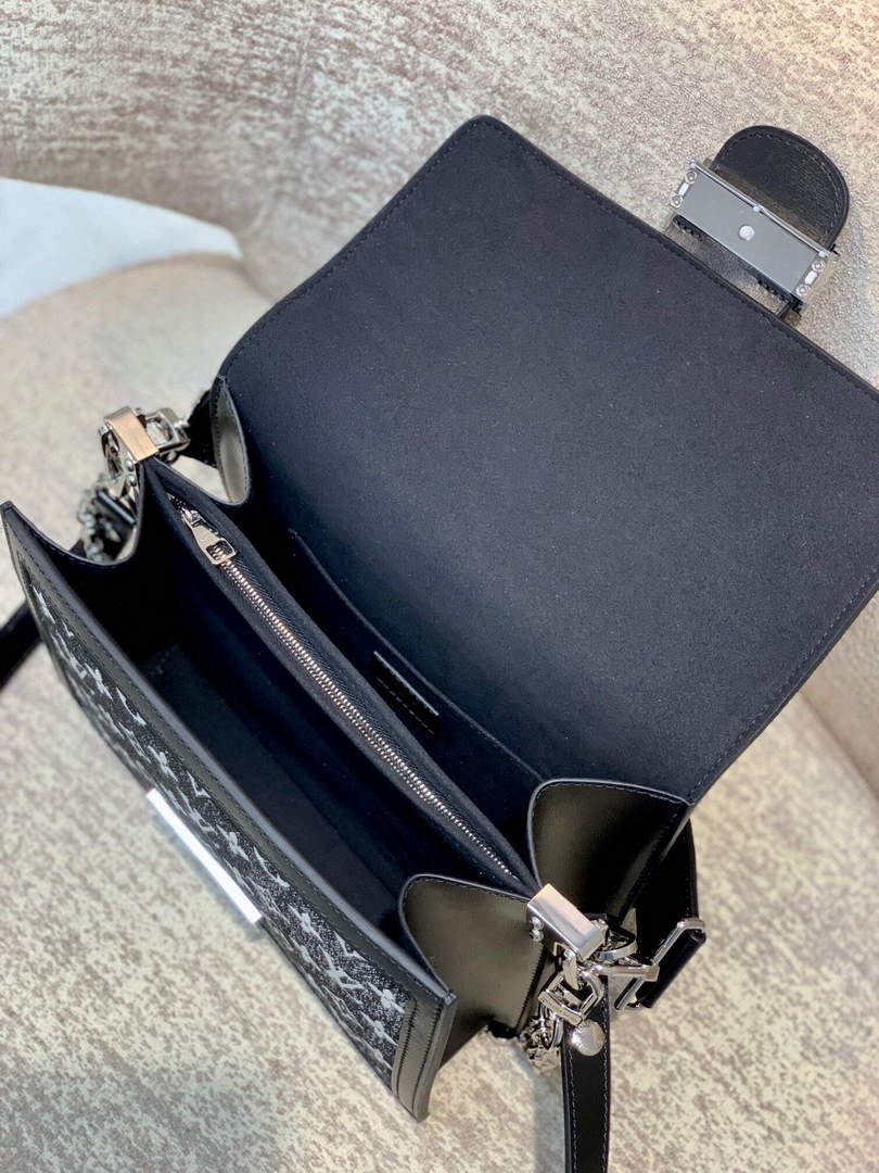 LV M59631 Louis Vuitton Dauphine MM Denim Leather Bag Black - Default Title - View 8