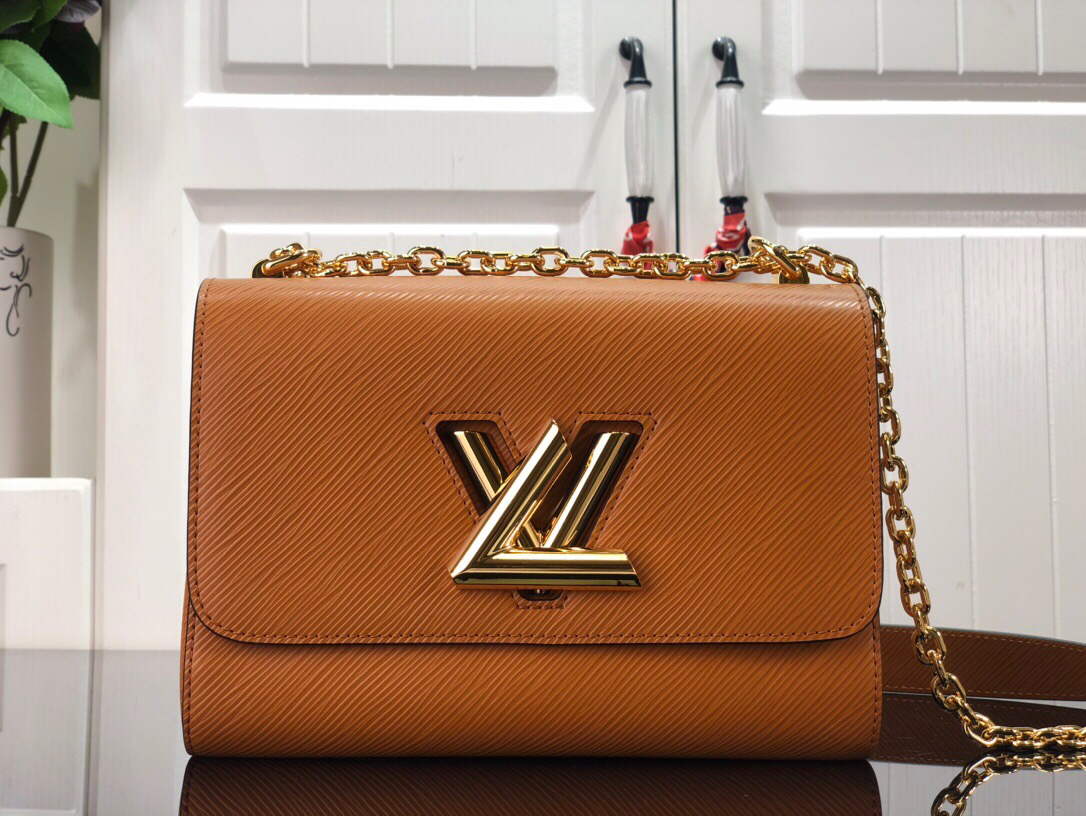 LV M59686 Louis Vuitton Twist MM Gold Miel Brown - Default Title - View 1